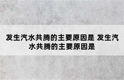 发生汽水共腾的主要原因是 发生汽水共腾的主要原因是